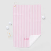 Serviette De Golf Pink Candy Stripe Design Tiny Initials Monogram (En situation)