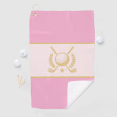 Serviette De Golf Pink & Gold Elegant Laurel Crest Design (En situation)