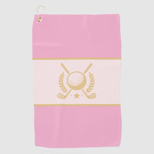 Serviette De Golf Pink & Gold Elegant Laurel Crest Design (Devant)