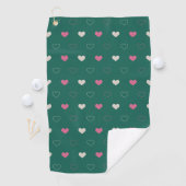Serviette De Golf Pink & Green Heart Seamless Pattern Cute Minimal (En situation)