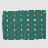 Serviette De Golf Pink & Green Heart Seamless Pattern Cute Minimal (Horizontal)