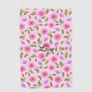 Serviette De Golf Pink Lacy Daisy Personalized Golf Towel