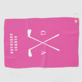 Serviette De Golf Pink moderne typographie initiales monogramme élég (Horizontal)