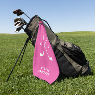 Serviette De Golf Pink moderne typographie initiales monogramme élég