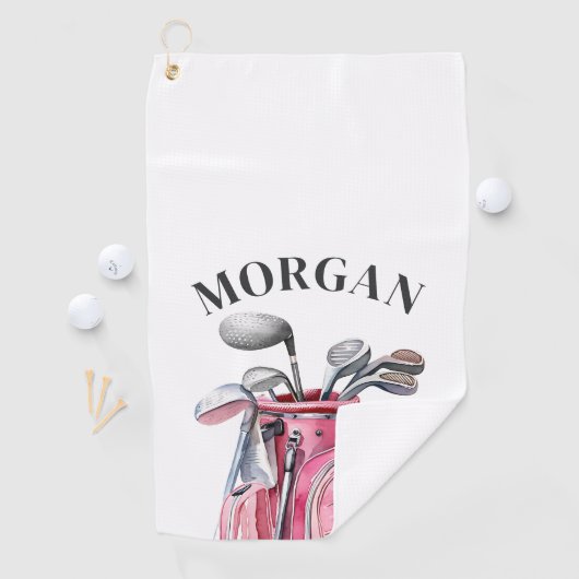 Serviette De Golf Pink Name Monogram (En situation)