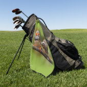 Serviette De Golf Pinsons zébrés effrontés oiseaux chanteurs sur une (Vert)