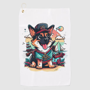 Serviette De Golf Pirate de chien berger allemand