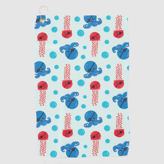 Serviette De Golf Pirate Octopus, Pirate Jellyfish, Sea Animaux (Devant)