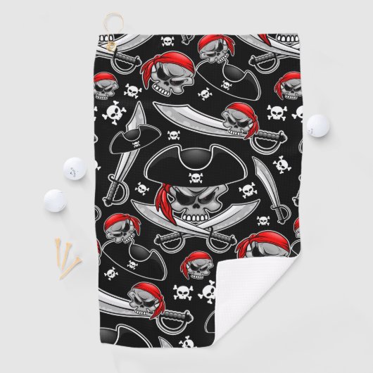 Serviette De Golf Pirate Skull avec Sabres croisés (En situation)