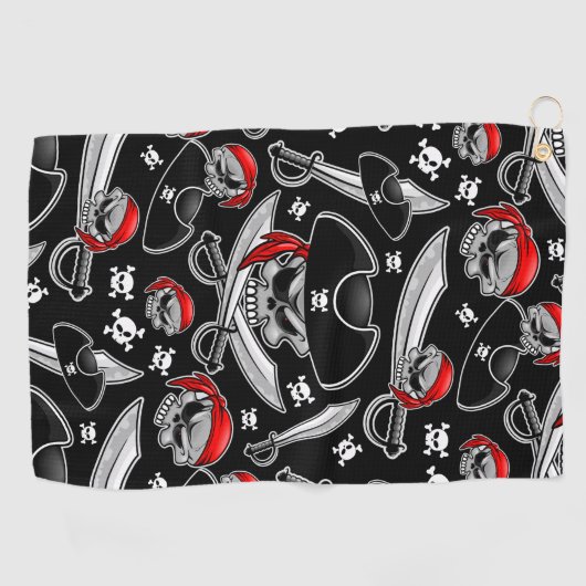 Serviette De Golf Pirate Skull avec Sabres croisés (Horizontal)