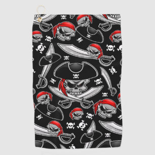 Serviette De Golf Pirate Skull avec Sabres croisés