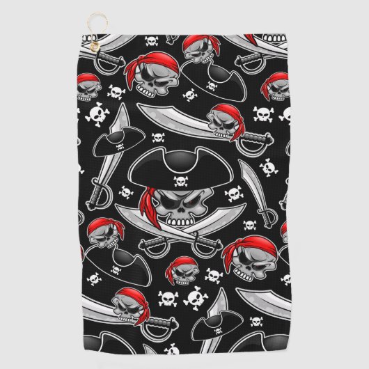 Serviette De Golf Pirate Skull avec Sabres croisés (Devant)