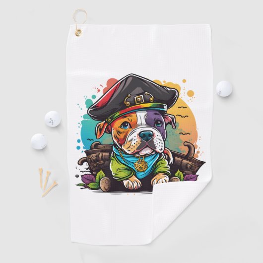 Serviette De Golf Pit Bull Dog Pirate (En situation)
