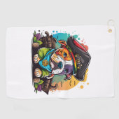 Serviette De Golf Pit Bull Dog Pirate (Horizontal)