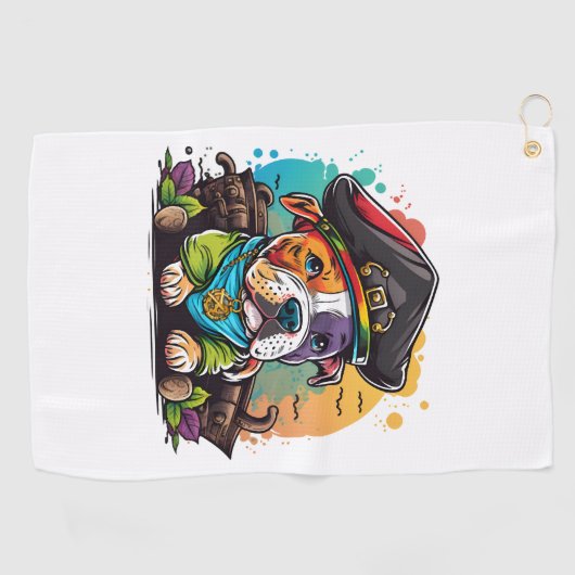 Serviette De Golf Pit Bull Dog Pirate (Horizontal)
