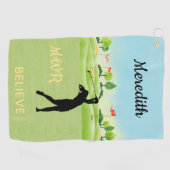 Serviette De Golf Pittoresque Lady Golfer Swings Greens Monogramme N (Horizontal)