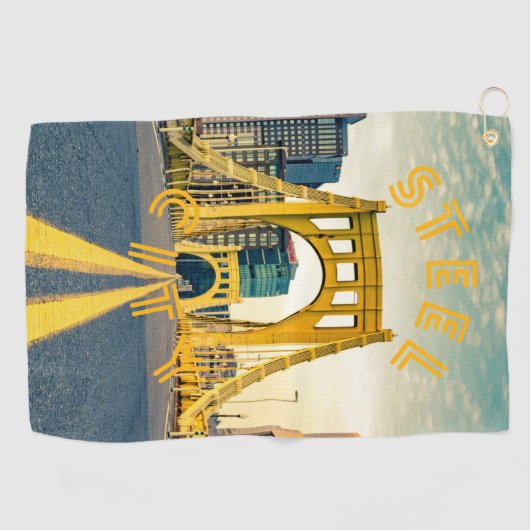 Serviette De Golf Pittsburgh Steel City Skyline Bridge Pennsylvanie (Horizontal)