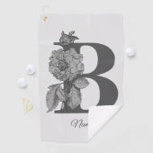 Serviette De Golf Pivoine argentée Élégant monogramme initial B nom  (En situation)