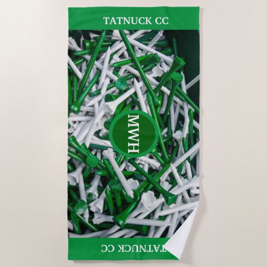 Serviette de golf/plage Customisée Monogramme (Devant)