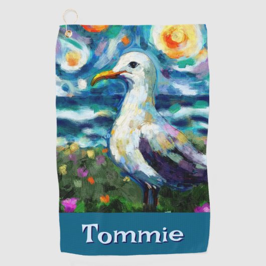 Serviette De Golf Plage de style Seagull Van Gogh Personnalisée (Devant)