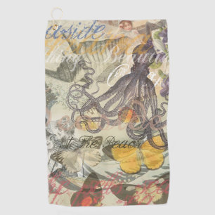 Serviette De Golf Plage du poulpe Antique Coastal Steampunk