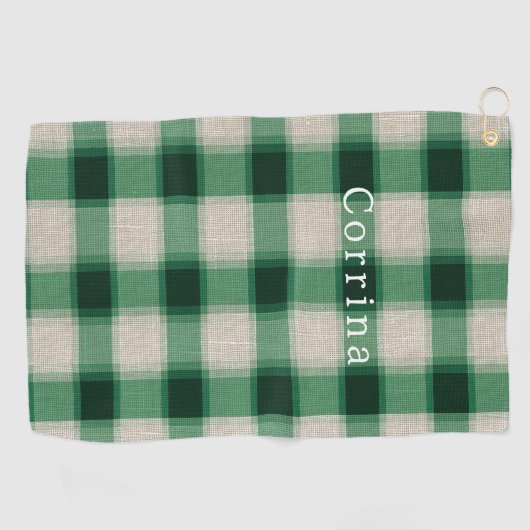 Serviette De Golf Plaid à la crème verte (Horizontal)