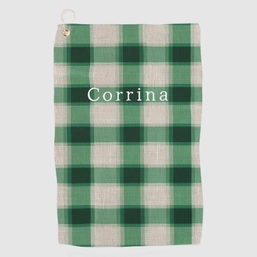 Serviette De Golf Plaid à la crème verte (Devant)