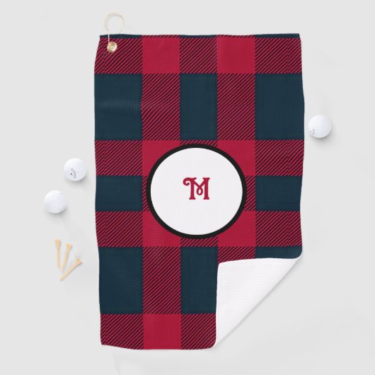 Serviette De Golf Plaid de buffle monogramme (En situation)