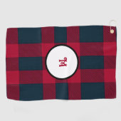 Serviette De Golf Plaid de buffle monogramme (Horizontal)