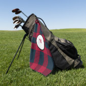 Serviette De Golf Plaid de buffle monogramme (Vert)