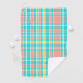 Serviette De Golf Plaid en été Turquoise rose jaune blanc (En situation)