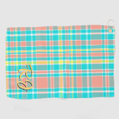 Serviette De Golf Plaid en été Turquoise rose jaune blanc (Horizontal)