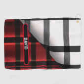 Serviette De Golf Plaid Moderne Abstraite Rouge Noir Plaid Collectio (Horizontal)