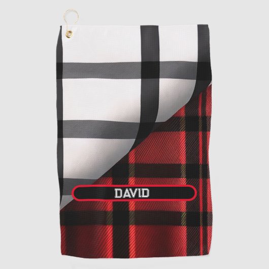Serviette De Golf Plaid Moderne Abstraite Rouge Noir Plaid Collectio (Devant)