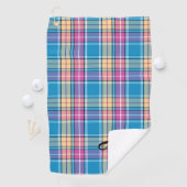 Serviette De Golf Plaid Personnalisé Bleu, Violet, Turquoise, Jaune (En situation)