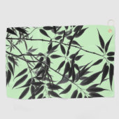 Serviette De Golf Plante de bambou vert menthe et noir (Horizontal)