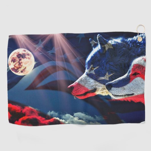 Serviette De Golf Pleine lune Wolf Wolf (Horizontal)