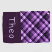 Serviette De Golf Plum moderne violet Plaid Monogramme Golf Serviett (Horizontal)
