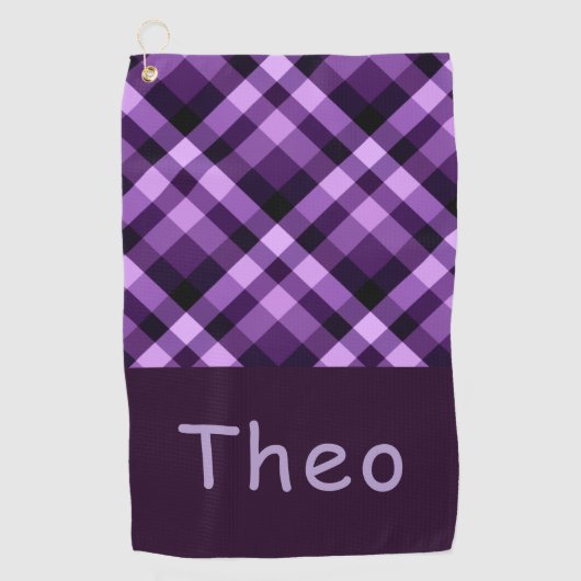 Serviette De Golf Plum moderne violet Plaid Monogramme Golf Serviett (Devant)