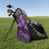 Serviette De Golf Plum moderne violet Plaid Monogramme Golf Serviett (Vert)