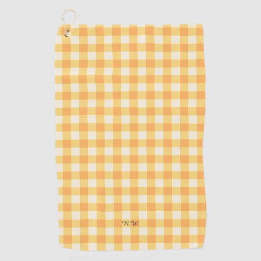 Serviette De Golf Poche jaune En vichy Plat (Devant)