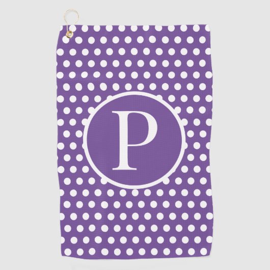 Serviette De Golf Point Polka de la lettre initiale personnalisée (Devant)