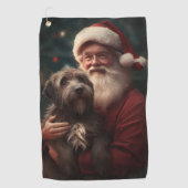 Serviette De Golf Pointeur à poils durs Griffon Noël du Père Noël (Devant)