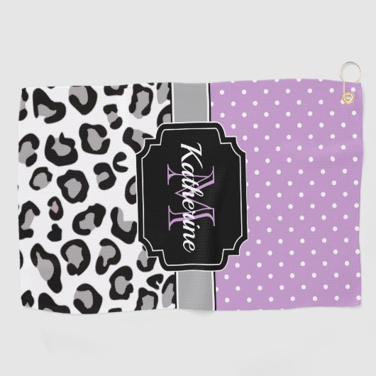 Serviette De Golf Points et Empreintes de léopard (Horizontal)