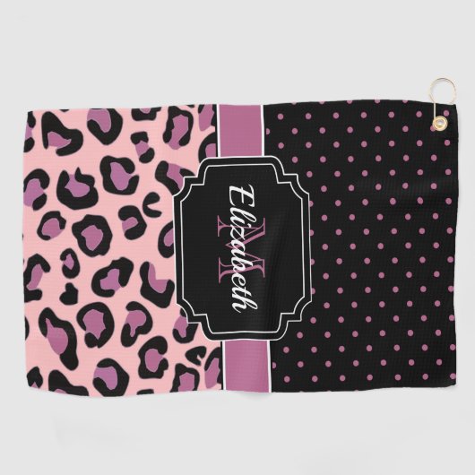 Serviette De Golf Points et Empreintes de léopard (Horizontal)