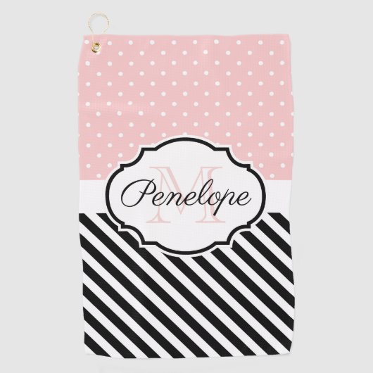Serviette De Golf Points et rayures mignons (Devant)