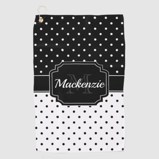 Serviette De Golf Points noirs et blancs (Devant)