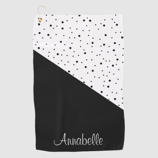 Serviette De Golf Points noirs et blancs (Devant)