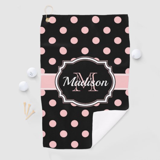 Serviette De Golf Points noirs et roses (En situation)