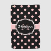 Serviette De Golf Points noirs et roses (Devant)